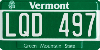 VT license plate LQD497