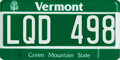 VT license plate LQD498
