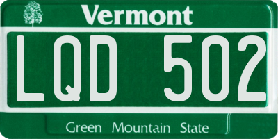 VT license plate LQD502