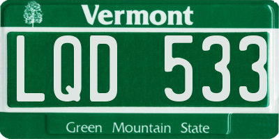 VT license plate LQD533