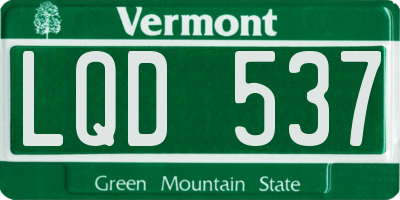 VT license plate LQD537