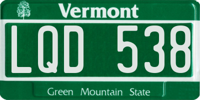 VT license plate LQD538