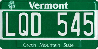 VT license plate LQD545