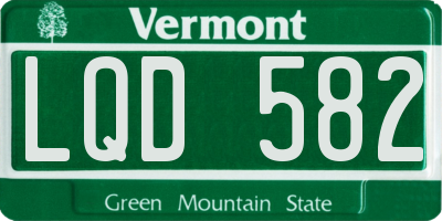 VT license plate LQD582