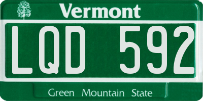 VT license plate LQD592