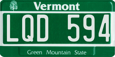 VT license plate LQD594