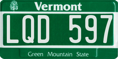 VT license plate LQD597