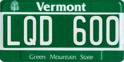 VT license plate LQD600