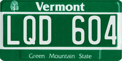VT license plate LQD604