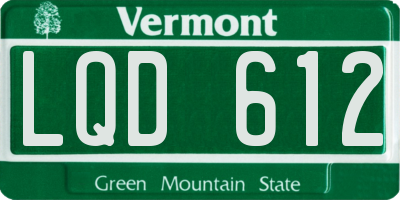 VT license plate LQD612