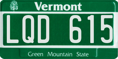 VT license plate LQD615