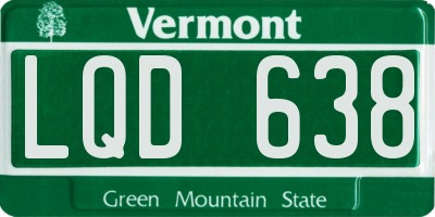 VT license plate LQD638
