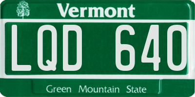 VT license plate LQD640