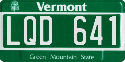 VT license plate LQD641