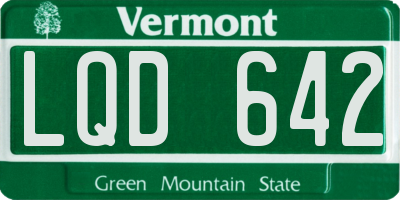 VT license plate LQD642