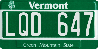 VT license plate LQD647