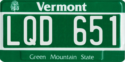 VT license plate LQD651