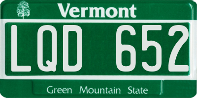 VT license plate LQD652