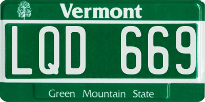 VT license plate LQD669