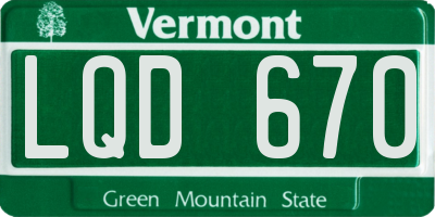 VT license plate LQD670