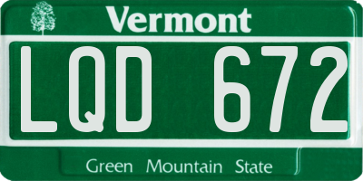 VT license plate LQD672