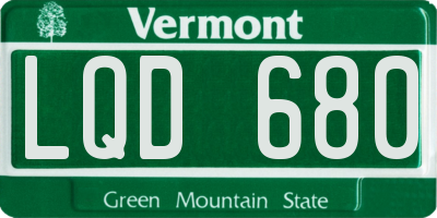 VT license plate LQD680