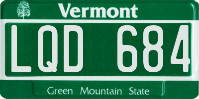 VT license plate LQD684