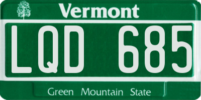 VT license plate LQD685