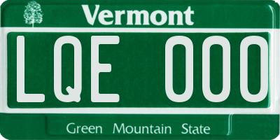 VT license plate LQE000