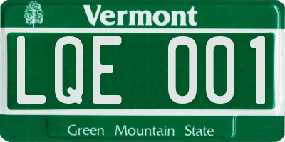 VT license plate LQE001