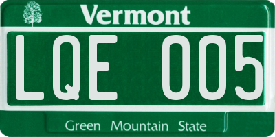 VT license plate LQE005