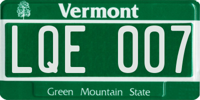 VT license plate LQE007