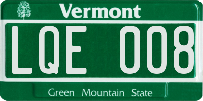 VT license plate LQE008