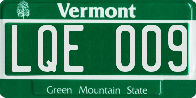 VT license plate LQE009