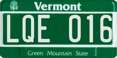 VT license plate LQE016