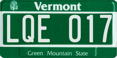 VT license plate LQE017
