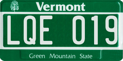 VT license plate LQE019
