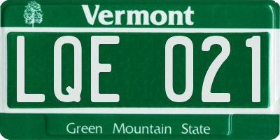 VT license plate LQE021