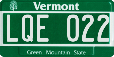VT license plate LQE022