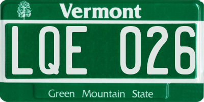 VT license plate LQE026
