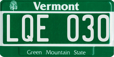 VT license plate LQE030