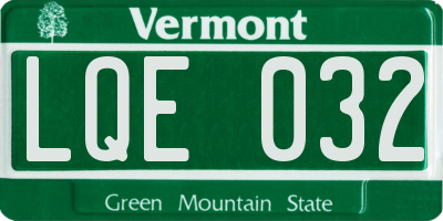 VT license plate LQE032