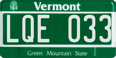 VT license plate LQE033