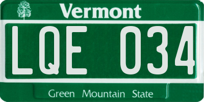 VT license plate LQE034