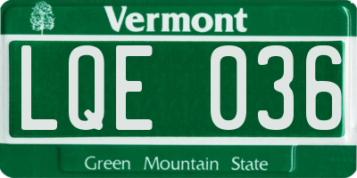 VT license plate LQE036