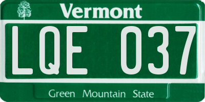 VT license plate LQE037