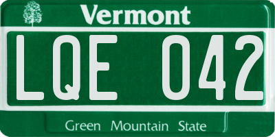 VT license plate LQE042