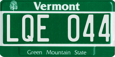 VT license plate LQE044