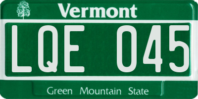 VT license plate LQE045
