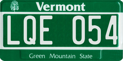 VT license plate LQE054
